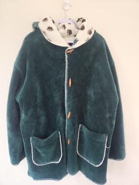 Vintage Denali Fleece Parka Jacket Hooded Toggle XL Bear Cabin Reversible